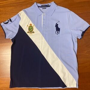 Polo Ralph Lauren CUSTOM SLIM FIT Blue Diagonal Stripe Polo Shirt